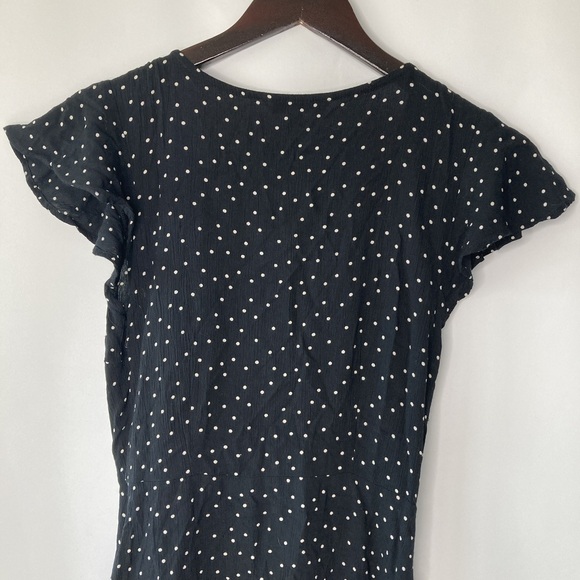 AEO Women's Black Poker Dot Pattern Wrap Mini Dress Size XS - Picture 4 of 13